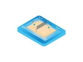 Terrain de volley-ball de plage isométrique 3d. illustration isométrique vectorielle adaptée aux diagrammes, infographies et autres éléments graphiques vecteur