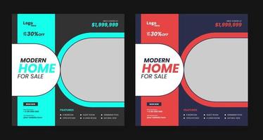 conception de modèle de publication de médias sociaux de vente de maison immobilière vecteur