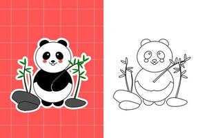 coloriage de la famille panda pour tout-petit vecteur