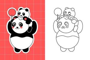 coloriage de la famille panda pour tout-petit vecteur