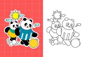 coloriage de la famille panda pour tout-petit vecteur