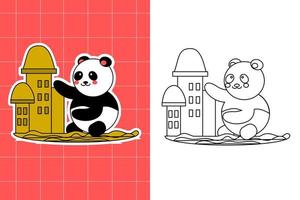 coloriage de la famille panda pour tout-petit vecteur