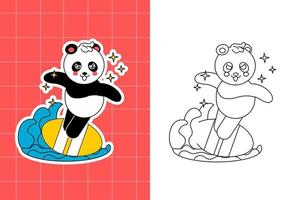 coloriage de la famille panda pour tout-petit vecteur