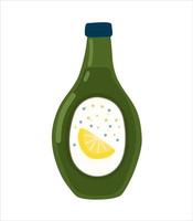 illustration de bouteille verte. limonade au citron dans une bouteille en verre. vecteur