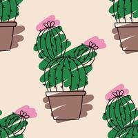 mignon modèle sans couture dessiné à la main avec cactus vecteur