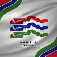 conception de la fête de l'indépendance de la gambie avec drapeau ondulé et cartes du soudan. vecteur de la fête de l'indépendance de la gambie