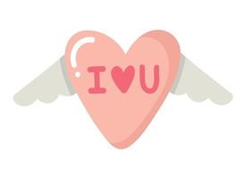 doodle clipart mignon coeur avec des ailes vecteur