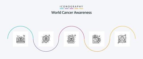 pack d'icônes ligne 5 de sensibilisation au cancer du monde, y compris la machine. poids. santé. fumeur. santé vecteur