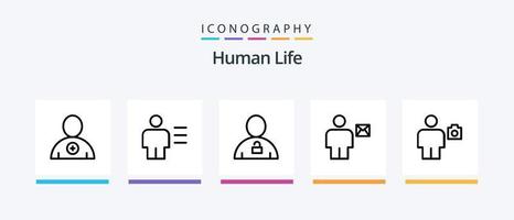 pack d'icônes de la ligne humaine 5, y compris la photo. caméra. avatar. corps. cadenas. conception d'icônes créatives vecteur
