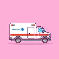 illustration d'icône vectorielle de dessin animé d'ambulance. concept d'icône de transport de voiture isolé vecteur premium. style de dessin animé plat