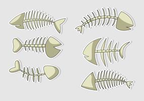 Caricatures d'os de poisson de vecteur isolés