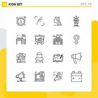 pictogramme ensemble de 16 contours simples de personnalité de table développement de réseau féminin éléments de conception vectoriels modifiables vecteur