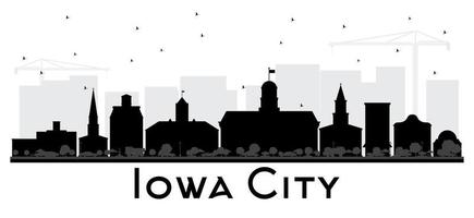 silhouette noire et blanche de l'horizon de la ville de l'Iowa. vecteur