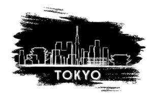 silhouette d'horizon de tokyo. croquis dessiné à la main. illustration vectorielle. vecteur