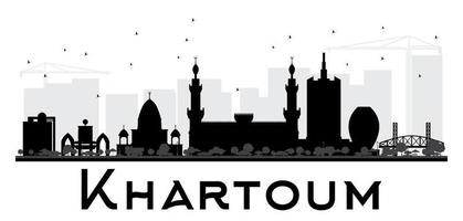 silhouette noire et blanche des toits de la ville de khartoum. vecteur