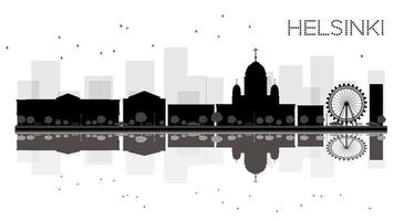 helsinki city skyline silhouette noire et blanche avec des reflets. vecteur