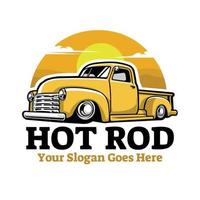 vecteur de hot rod. jaune classique vieille camionnette illustration vectorielle