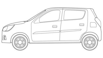 illustration vectorielle de contour de voiture à hayon arrière mini vecteur