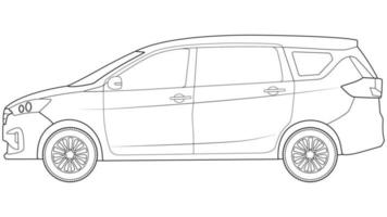 illustration vectorielle de contour de voiture premium sur fond blanc vecteur