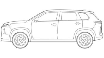 illustration vectorielle de contour de voiture suv premium sur fond blanc vecteur