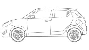 illustration vectorielle de contour de voiture à hayon arrière mini vecteur