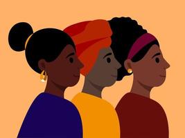 femmes noires ensemble, puissance noire et illustration vectorielle fière dans un style plat vecteur