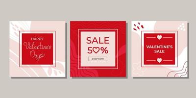 bannière de la saint-valentin pour la conception de vecteur de réduction de marketing de vente dans un style contemporain