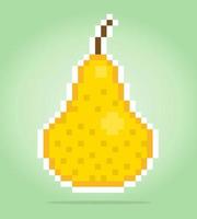 Fruit de poire pixel art 8 bits. pixels de fruits pour les actifs du jeu en illustration vectorielle. vecteur