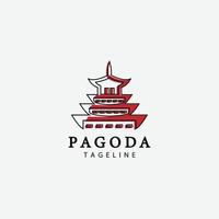 pagode logo ligne icône design vecteur temple image