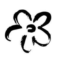 fleur abstraite dessinée avec un pinceau et de l'encre. élément de design décoratif vectoriel en noir