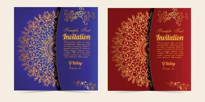modèle de carte d'invitation de mariage de luxe, arrière-plan abstrait avec cadre vintage antique, luxe rouge et or, bannière victorienne, ornement de papier peint floral damassé, carte d'invitation, motif de mode vecteur