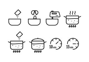 Icônes d'instructions de cuisson vecteur