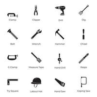 icônes de machines et outils mécaniques vecteur