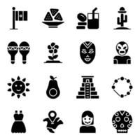pack d'icônes de symboles mexicains vecteur