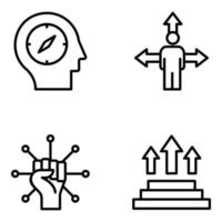 icônes de ligne de compétences et de qualités de leadership vecteur