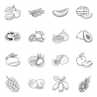 pack d'icônes de ligne de fruits vecteur