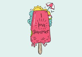 Crème glacée mignonne avec parapluie pour le vecteur de l'été
