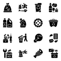 pack d'icônes de gestion des déchets vecteur