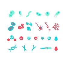 ensemble d & # 39; objets de microbiologie vecteur