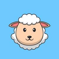 illustration d'icône de vecteur de dessin animé de visage de mouton mignon. style de dessin animé plat. illustration de moutons.