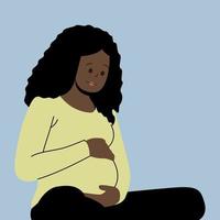illustration de position assise femme enceinte noire vecteur