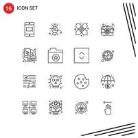 ensemble de 16 contours vectoriels sur la grille pour les éléments de conception vectoriels modifiables de la photographie du conseil médical créatif vecteur