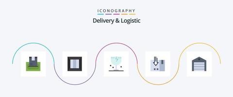 livraison et logistique pack d'icônes plat 5, y compris la logistique. La Flèche. la logistique. expédition. fragile vecteur