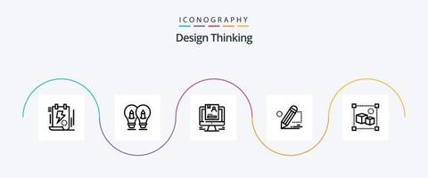 pack d'icônes design thinking line 5, y compris la peinture. crayon. crayon. CV. utilisateur vecteur