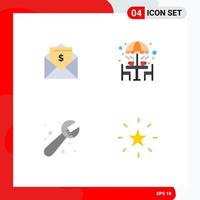 pack de 4 icônes plates créatives d'éléments de conception vectoriels modifiables de plomberie de meubles de courrier mécanique de lettre vecteur
