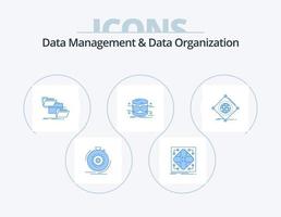 gestion des données et organisation des données pack d'icônes bleues 5 conception d'icônes. architecture. base de données. matrice. copie. la gestion vecteur