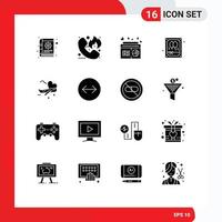 16 glyphes solides vectoriels thématiques et symboles modifiables d'éléments de conception vectoriels modifiables vecteur