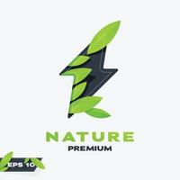 logo de feuilles nature énergie électrique vecteur