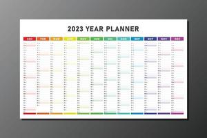 modèle de vecteur de planificateur de l'année 2023 coloré