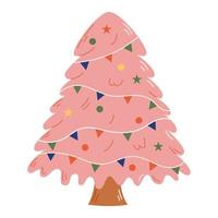 arbre de noël avec des décorations. concept de célébration de noël et du nouvel an. bon pour la carte de voeux, l'invitation, la bannière, la conception de sites Web. vecteur